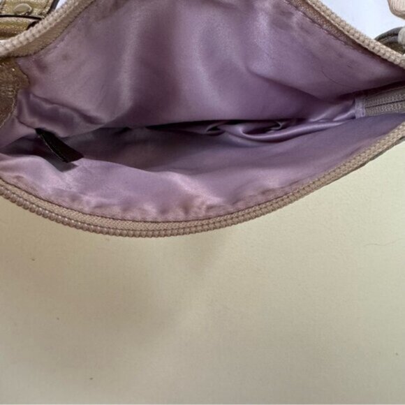 Coach CC Small Crossbody Shoulder Bag Fabric Check Metallic Leather Zip Pocket - Picture 6 of 16